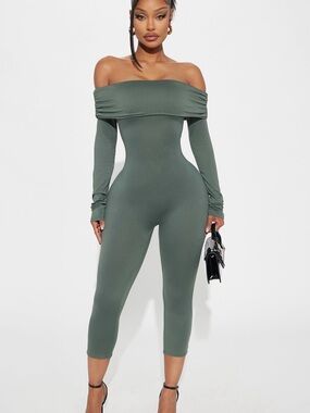 Persuasive Capri Jumpsuit - Olive